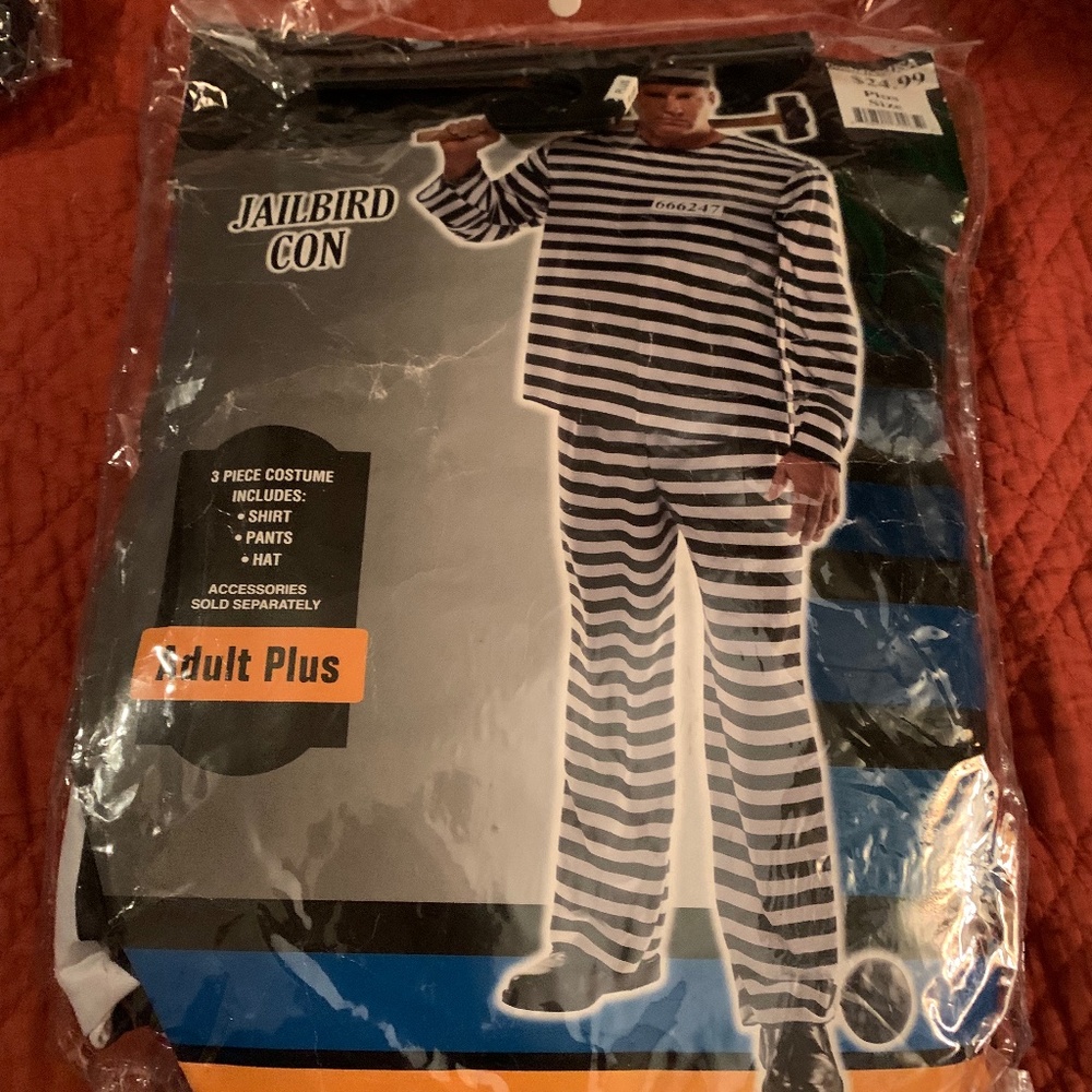 Jailbird Con Halloween Costume. Adult Plus Size.